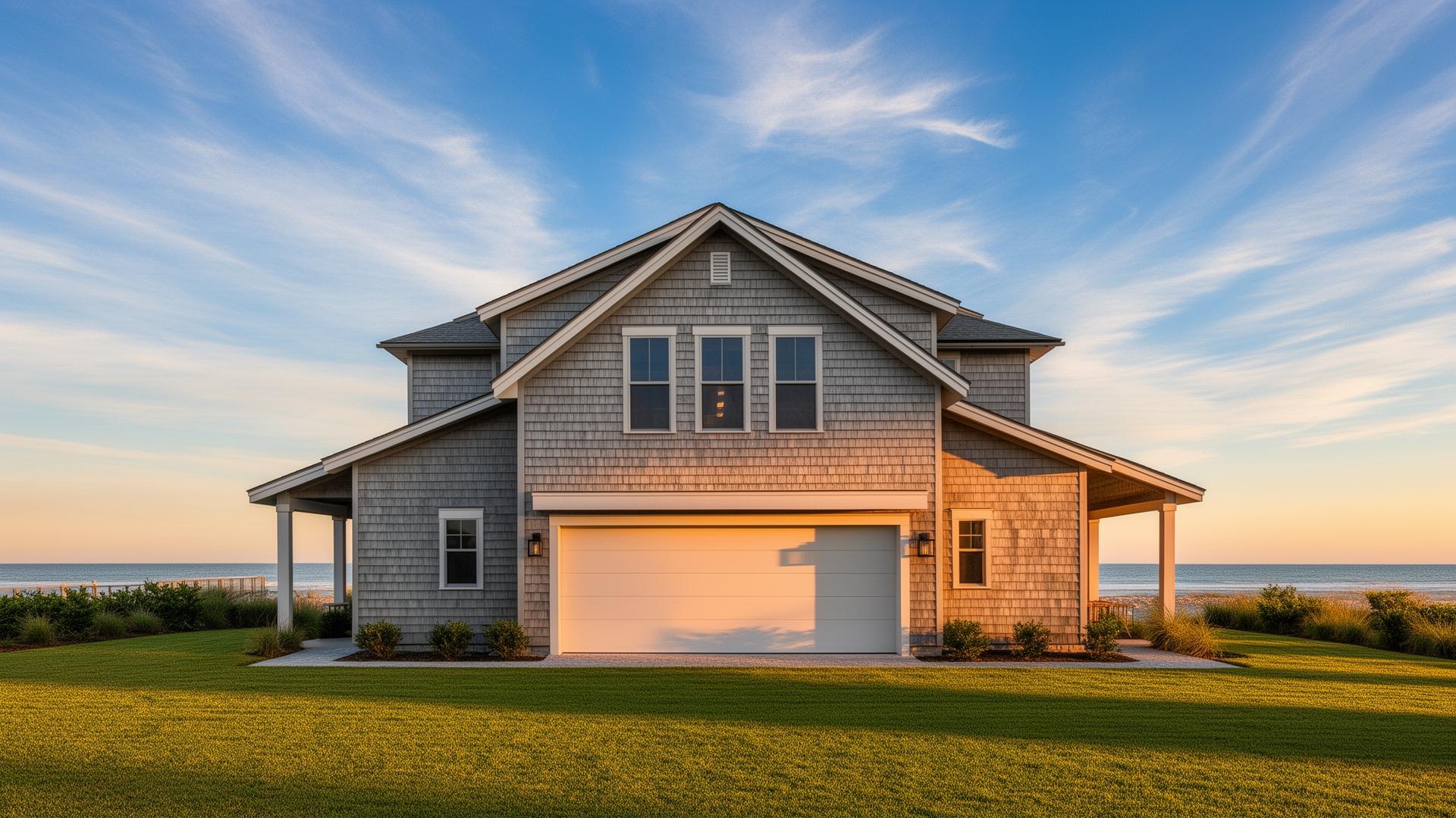Beautiful ranch style garage door on coastal home in Lake Oswego